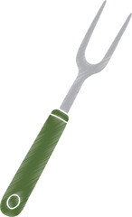 Two prong carving fork with green handle