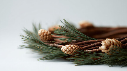 minimalist christmas wreath crafted from pine branches and natural materials perfect for holiday decor