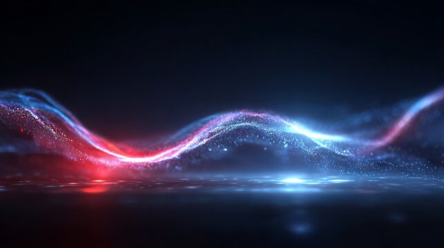Abstract technology background with glowing red and blue waves futuristic digital light flow dynamic neon lines for modern interface design and innovation themed presentations