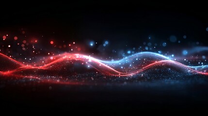 Abstract technology background with glowing red and blue waves futuristic digital light flow dynamic neon lines for modern interface design and innovation themed presentations