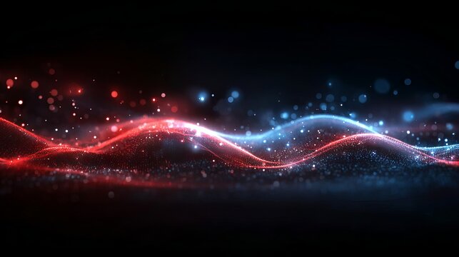 Abstract technology background with glowing red and blue waves futuristic digital light flow dynamic neon lines for modern interface design and innovation themed presentations