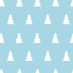 Christmas tree seamless pattern on blue color background.