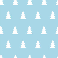 Christmas tree seamless pattern on blue color background.