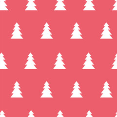 Obraz premium Christmas tree seamless pattern on red color background.