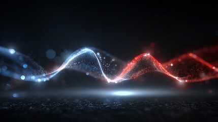 Abstract technology background with glowing red and blue waves futuristic digital light flow dynamic neon lines for modern interface design and innovation themed presentations