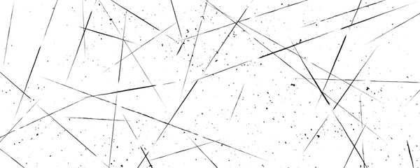 Scratched lines overlay texture. Weathered rough distressed wallpaper. Old grainy photo filter background with particles, fibers and flecks. Dusty damaged scratch film backdrop. Vector grunge surface