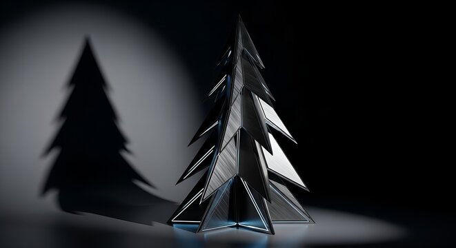 Stylish abstract Christmas tree design. Modern and festive holiday decoration with a unique geometric style and a subtle neon glow. Perfect for a cool design.