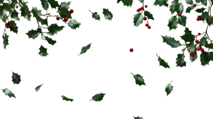 Fresh holy basil leaves and red berries with vibrant colors and natural textures, perfect for herbal and wellness visuals isolated on white background