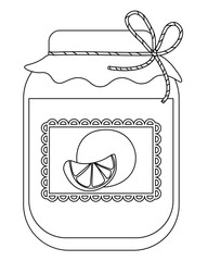 Outline jar of orange jam, creative coloring page for kids activity