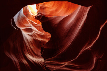 Heart-shaped Navajo Sandstone formation in Upper Antelope Canyon, Arizona. Photographed October 9, 2025, in the Navajo Nation.