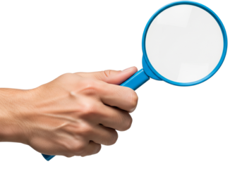 Hand holding a blue handheld mirror against a black background