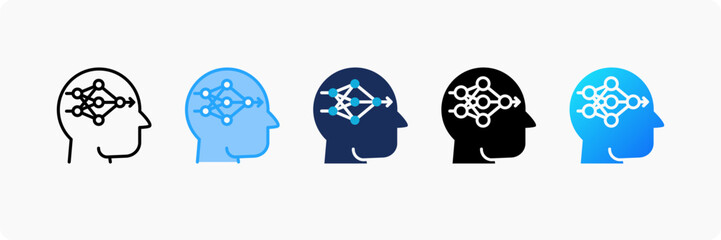 Deep Learning icon set multiple style collection