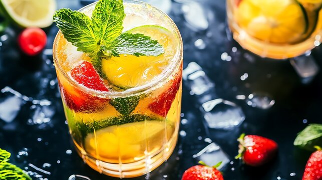 Spring or summer refreshing cold cocktail or mocktail - Powered by Adobe