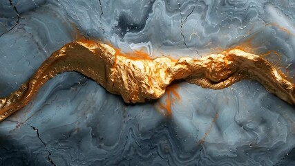 Swirling patterns showcase vibrant gold traveling through shades of blue.