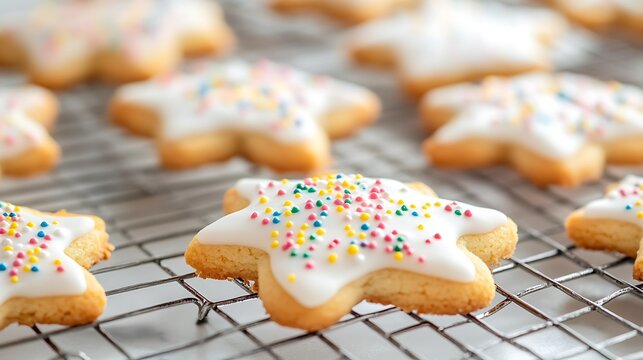 Sprinkle cookies with vanilla icing