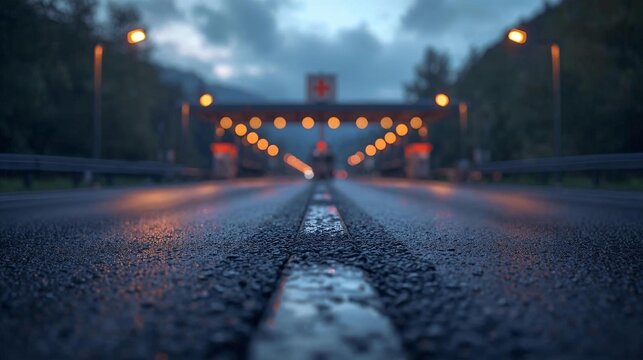 Border Checkpoint with Vehicles Approaching &ndash; Busy Travel Scene Highlighting Security and Transportation