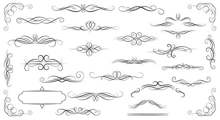 Obraz premium Elegant Swirls, Flourishes, and Decorative Design Elements for Creative Projects in a Vector Style