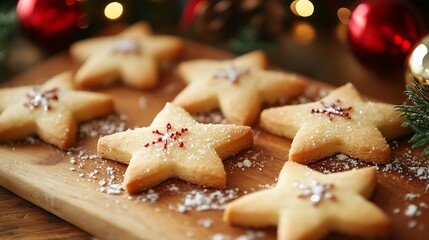 Star shaped sugar cookies at christmas time