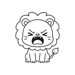 Fototapeta premium Angry Lion cartoon character for coloring book