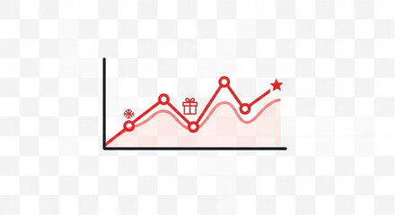 Christmas sales graph isolated on showing growth and success