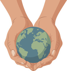 Hands Holding Earth Vector – Save Planet, Environmental Protection, Sustainability Illustration