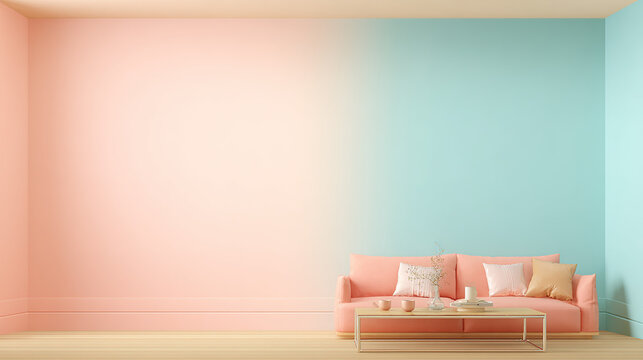 scandinavian. Scandinavian living space with minimalist furniture and a pastel color palette. real-estate listings.
