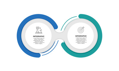 2 Options Strategy Concept Template with Infinite Loop Design and Icons. Vector illustration.