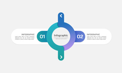 Central Core Infographic Template Business Process 2 Steps. Vector Illustration.