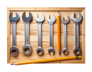 Numbered Wrench Collection in Professional Garage Theme – isolated on transparent background