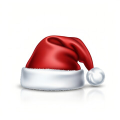 Santa hat resting on a smooth table with a glossy finish
