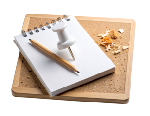 Modern White Push Pin with Creative Workspace Props – isolated on transparent background