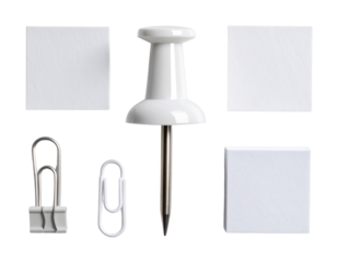  Minimal White Push Pin with Desk Accessories – isolated on transparent background