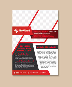 Red and Black Vertical Business Flyer Template Design. diagonal shapes arrangement for photo placeholders. 