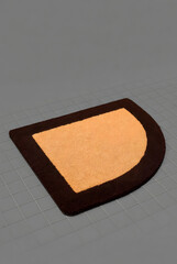 Semi-Circle Coir Doormat with Brown Border on Gray Floor (3D Render)