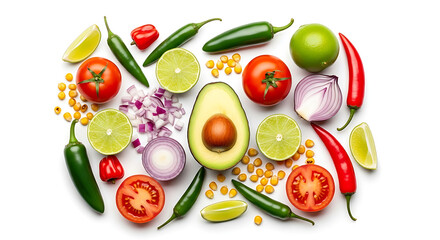 Naklejka premium Fresh vegetables and fruits arrangement with transparent background