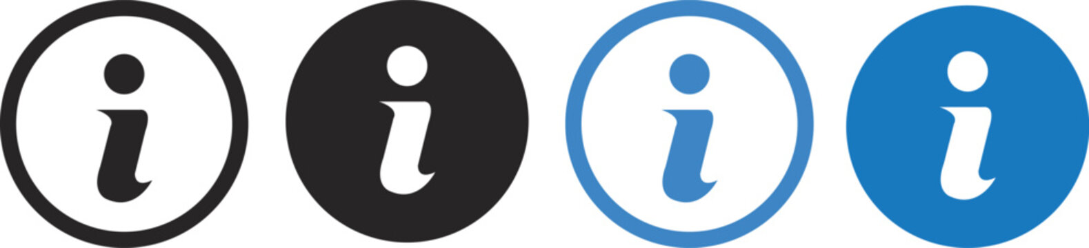 Info icons set. Info button. Black bubbles pointers information info signs. Info symbol flat style &ndash; vecto