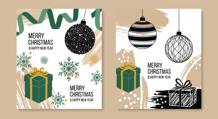 Naklejka premium Christmas Holiday Gift Celebration Decoration Background Square Designs for Website or Social Media