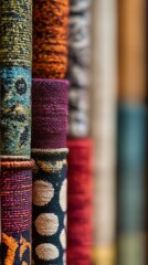 Colorful rolls of textured fabric for bold interiors