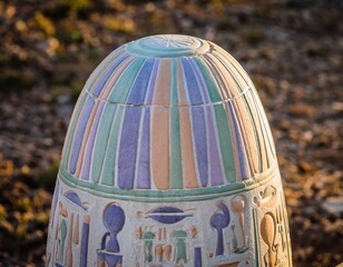 Clean Modern Reinterpretation of Egyptian Motifs in Pastel Palette