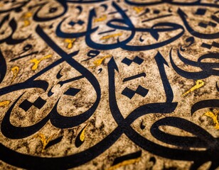 Close-Up of High-Quality Arabian Calligraphy Artwork on Paper