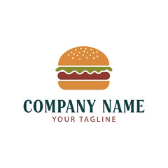 Colorful hamburger logo template for a fast food restaurant business.