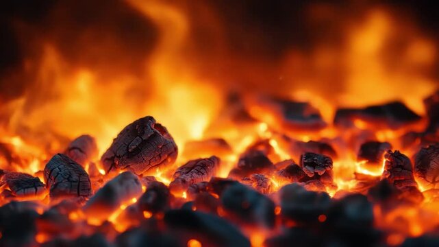 Burning embers: A fiery image of glowing embers, radiating heat and light. The image captures the essence of a burning fire.