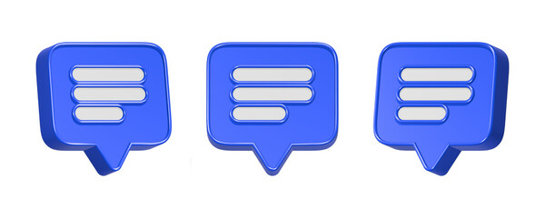 3d rendering icon bubble chat in blue color