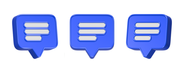 3d rendering icon bubble chat in blue color
