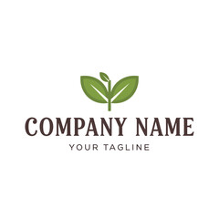 Green leaves logo for company name and tagline design.