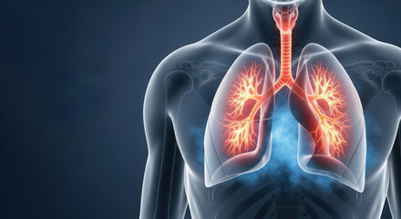 Anatomical illustration of human lungs with detailed bronchial structure, showcasing respiratory system function and health, emphasizing importance of lung care and awareness