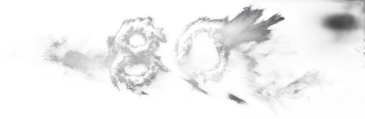 Fototapeta premium Gray Number Eighty Smoke Cloud Formation Isolated on Transparent Background, PNG