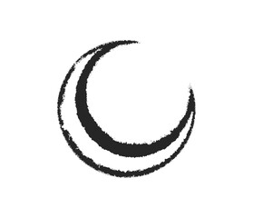Hand drawn crescent moon illustration in black and white, perfect for adding a celestial touch to your designs, isolated on