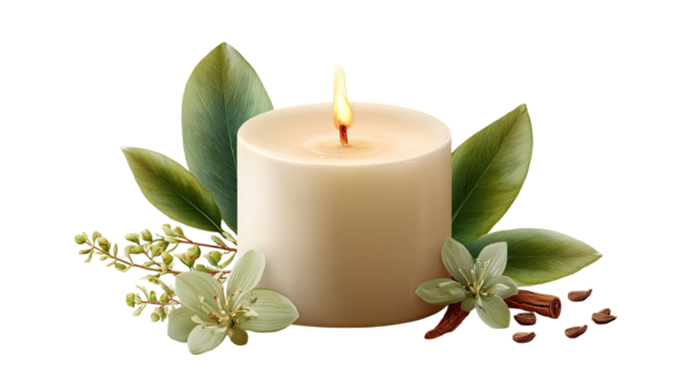 Aromatherapy candle and rose for zen spa relaxation and wellness decoration