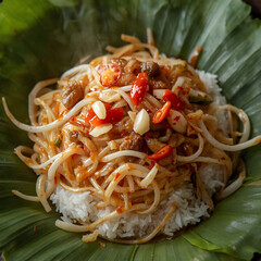 Toge goreng, bean sprouts stir-fried, the white fresh bean sprouts, fully coated in savory oyster sauce